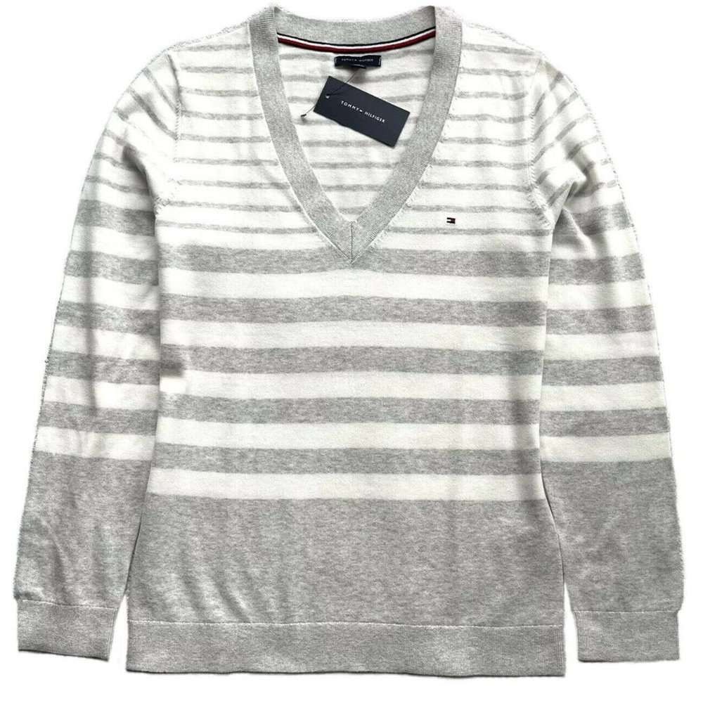 Tommy Hilfiger Women's Striped V-neck Sweater